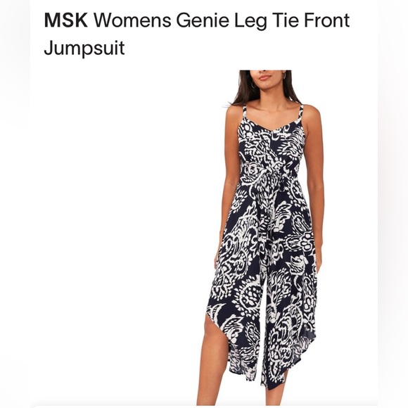 MSK Navy Jumper. Genie Wide Leg with tie waist. NWT. - Picture 6 of 8